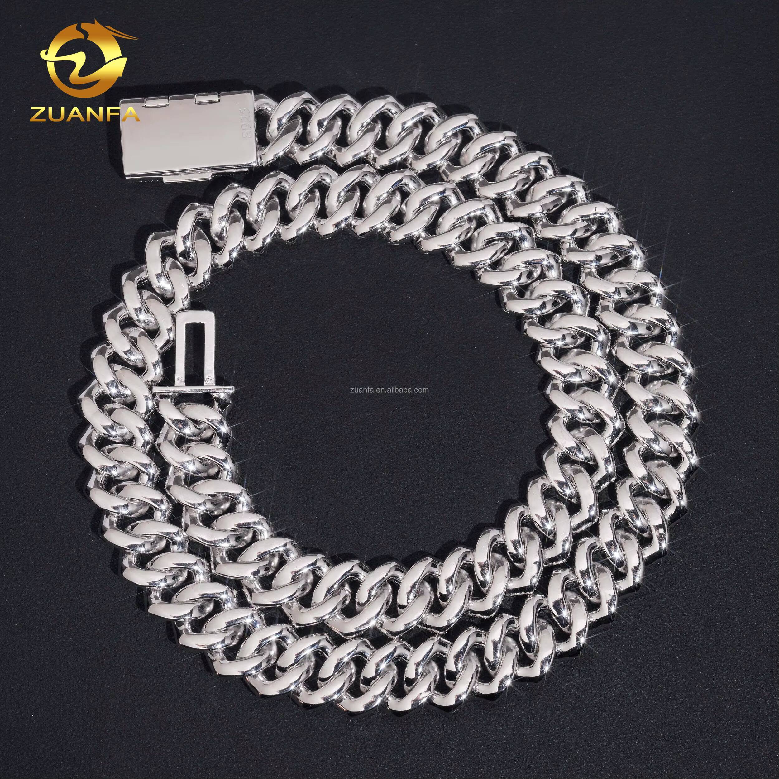 Ship in USA Warehouse Stock 15mm 3Rows 925 Solid Silver Heavy Hip Hop Iced Out FL Moissanite Diamond Miami Cuban ChainBracelet