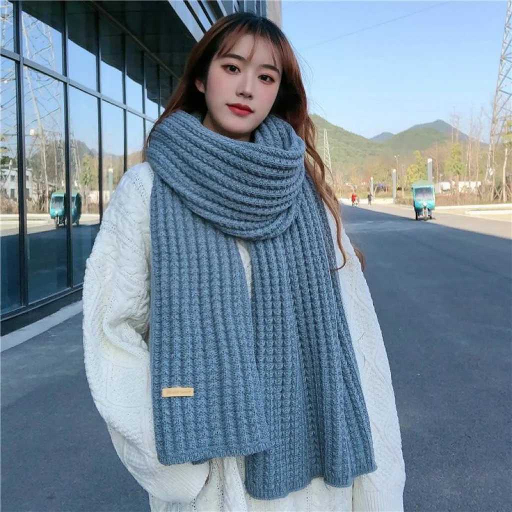 Sweet Knitted Scarf For Women Girls Students New Autumn Winter Solid Color Warm Scarves Soft Knitting Shl Female Wr ShlsXJ250905