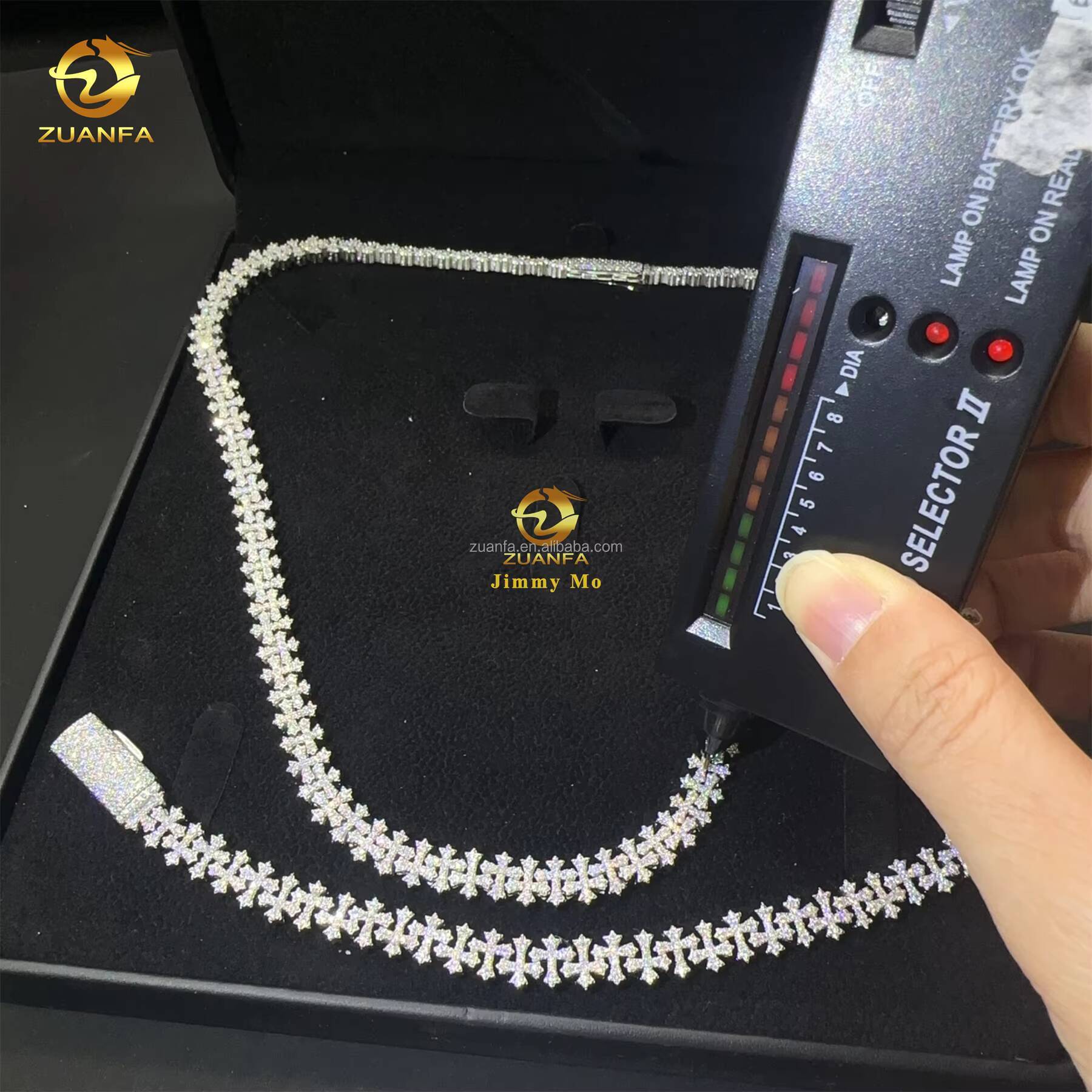 New Design Fashion Pass Tester 925 Solid Silver Cross Shape Iced Out Hip Hop VVS1 Moissanite Cuban Link Chain Bracelets