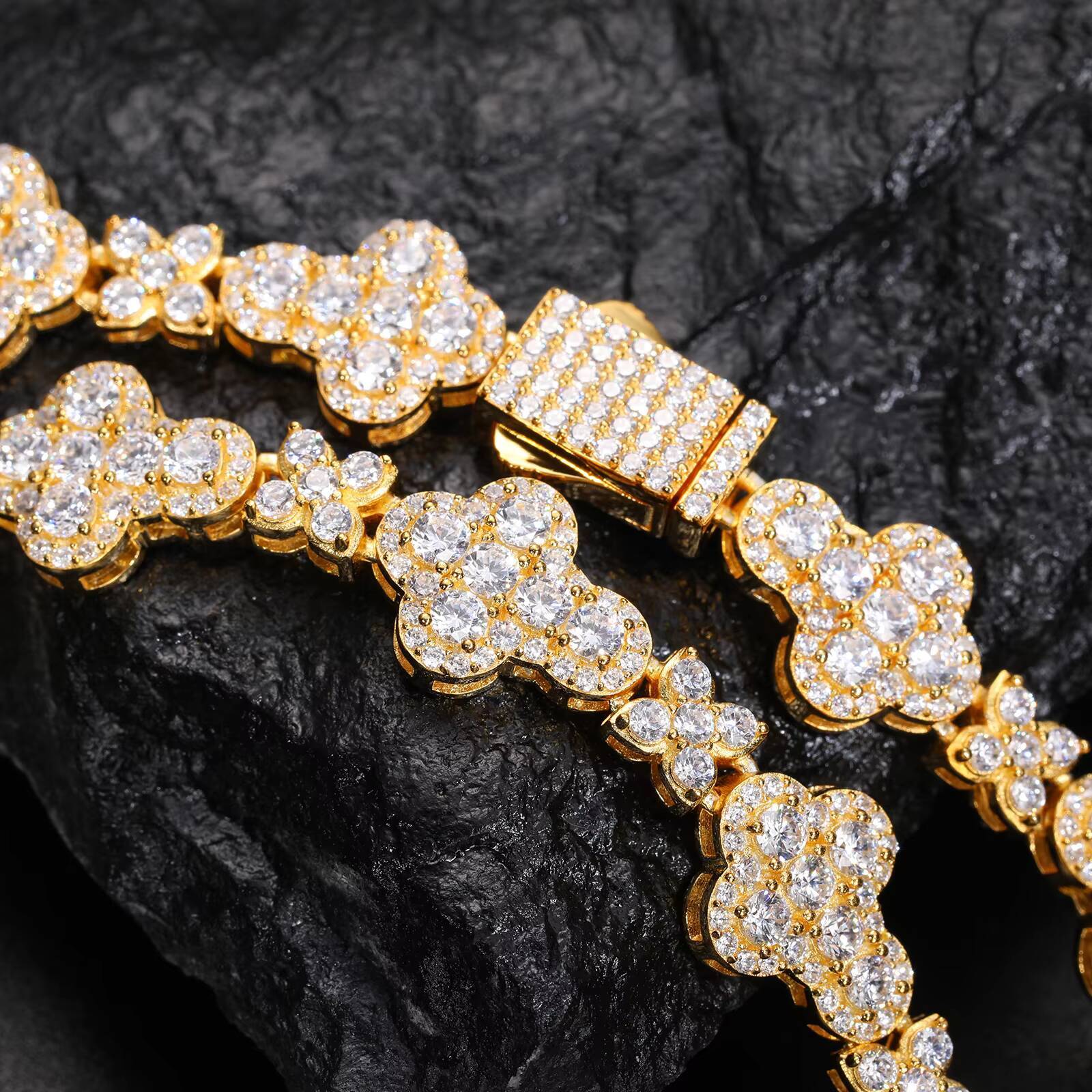 New Cross Collection Pass Diamond Tester 10mm Moissanite Cross Link Chain 925 Sterling Silver Jewelry Four Leaf Clover Necklace