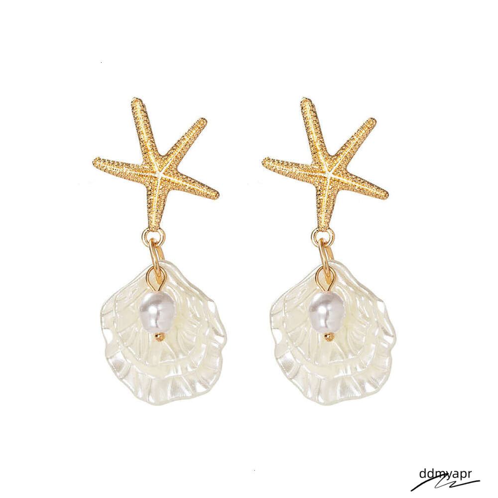 Dhcollections Beach - Starfish & Ddmydec Shell Dangle Earrings With Faux Pearls | Summer Vacation Jewelry For Women (2 Styles) Ddmydec Ddmydec