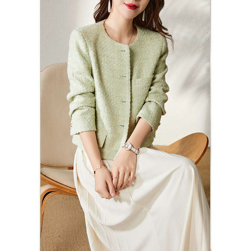 Wool Tweed And Coat New Autumn Short Candy Green Top Women's Spring Style B5