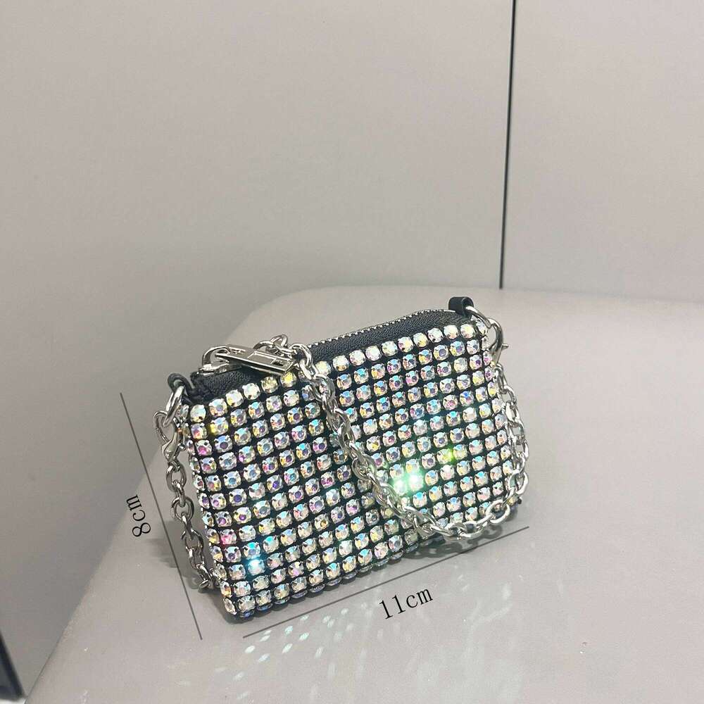 Designer Bags Mini Shiny Rhinestone Purse Short Chain Coin Small Card Bag Handle Woman's Purse Design Handmade Luxury Bag