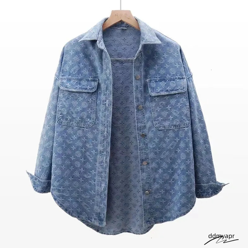 Shirt Womens Autumn ddmyday Dress Korean Version Of Joker Printed Loose Denim Jacket Long Sleeve Jacket250723 ddmyday ddmyday ddmyday ddmyday