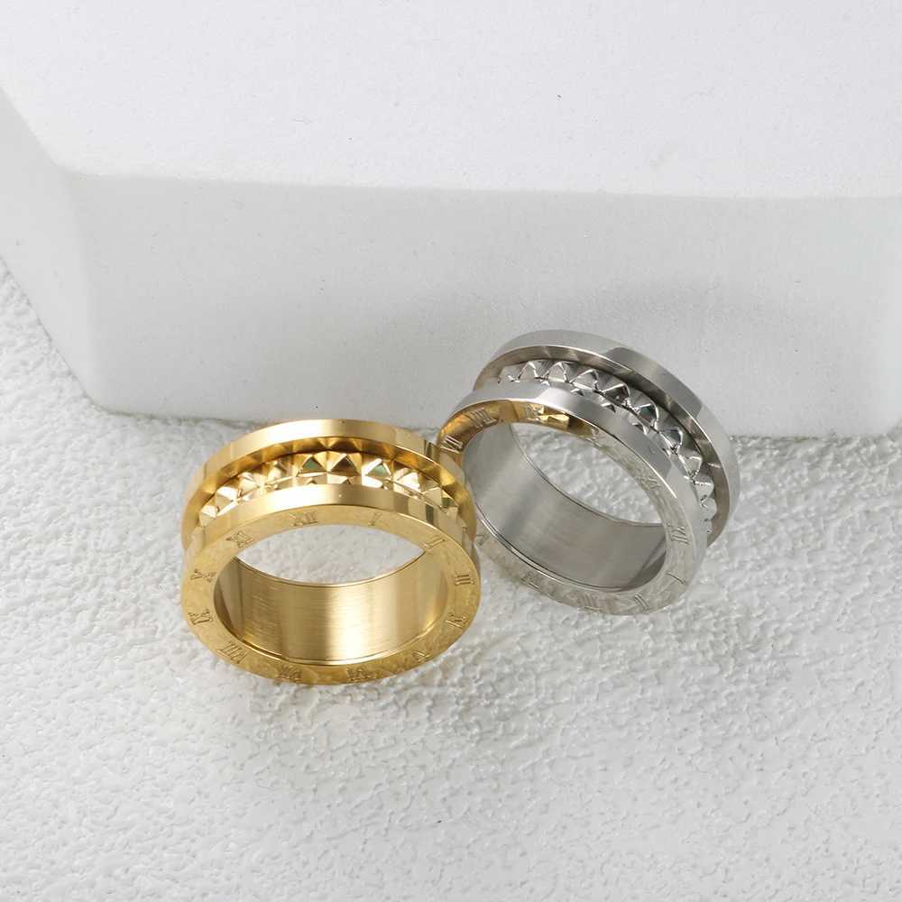 Stainl Steel Ran Numerals Ring for Men Wen Tren Pointy Rivet Triangle Hand Rings Gold Color Waterproof Delivery Jewelry S250905