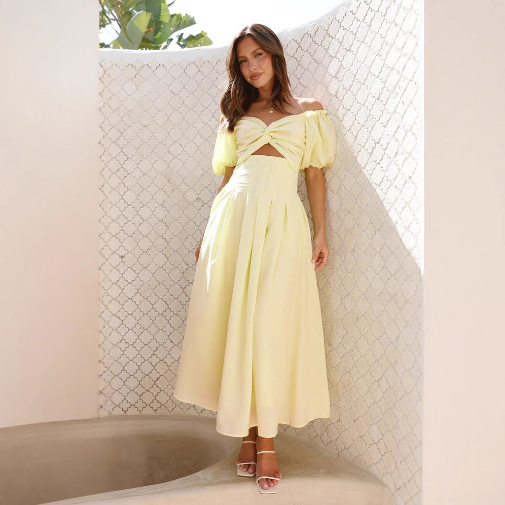 2025 Spring Summer Sexy Slim Fit Sexy Hollow Out Womens Highend Slim Fit Backless Vacation Style Midlength Dress