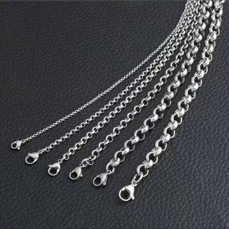 Wholesale Mens Silver Round Chain Necklace in 3mm Men Stainless Steel Necklaces Welded for custom jewelry manufacturing