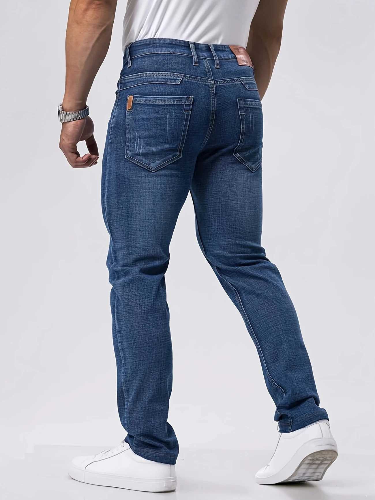 2025 New Business Mens Jeans Casual Straight Stretch Fashion Classic Blue Work Denim Trousers Male Brand Clothing 2940size W250905