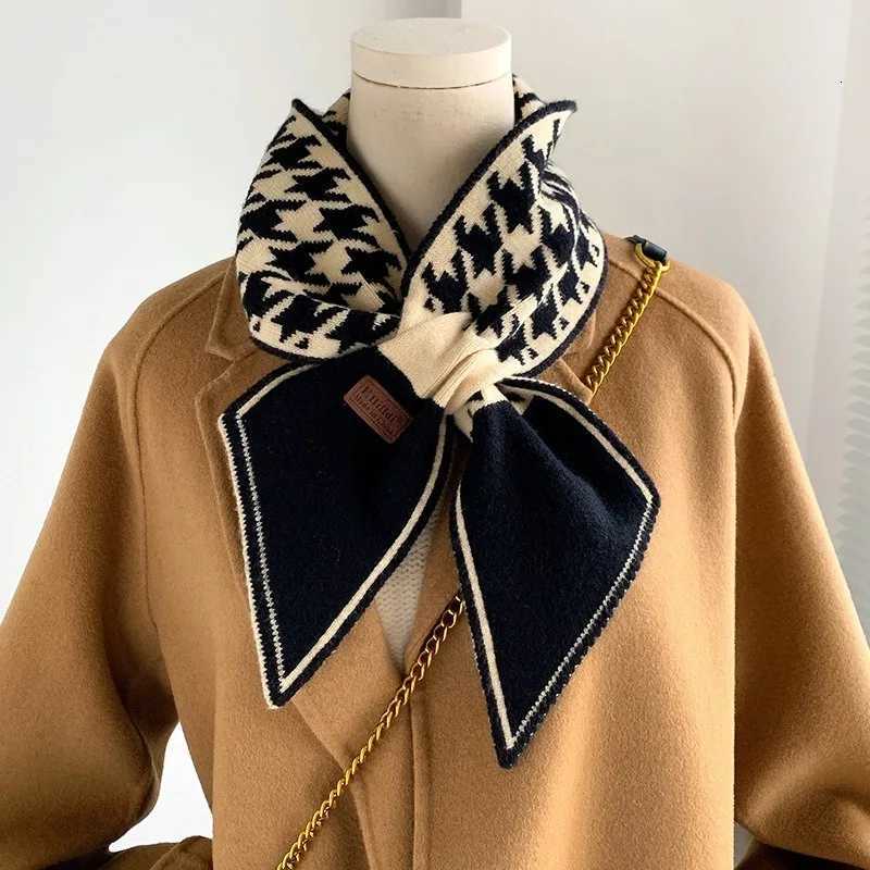 Scarf For Women Plaid Neckerchief Knitted Scarfs Long Skinny Small Scarves Bandana Female Foulard Warm Cashmere Neck Tie XWJ108XJ250905