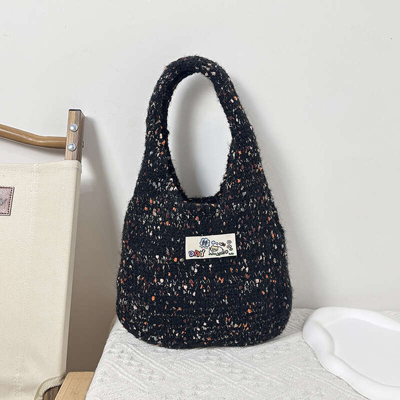 Small Tote New Color Dot Blended Knitted Handbag Korean Style Atmosphere Fashion Commuter Shoulder Bag