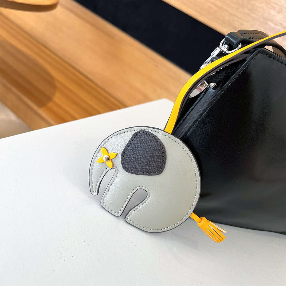 DHEssentials 2025 Cartoon Elephant Leather Charm, Handmade Accessory, Ins Style, Car/Bag Pendant, Multiple Colors