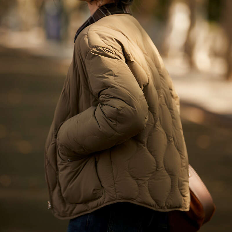 Lightweight 95% White Goose No Liner Anti-Down Stackable Down Jacket Women's Autumn Winter Warm B5