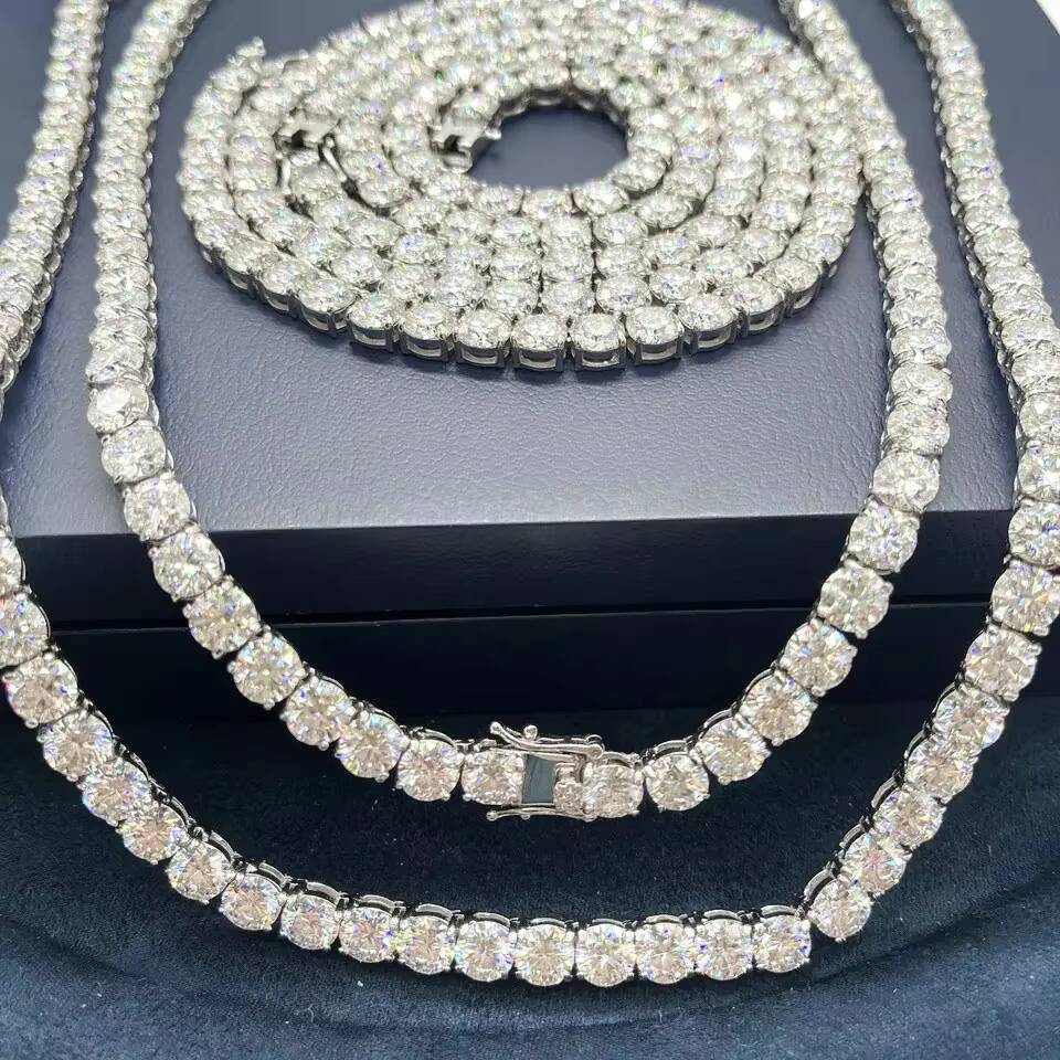Fine Moissanite Jewelry 65MM With 925 Sterling Silver D Vvs1 Diamond Necklaces Moissanite Tennis Chain Bracelets for Men Women