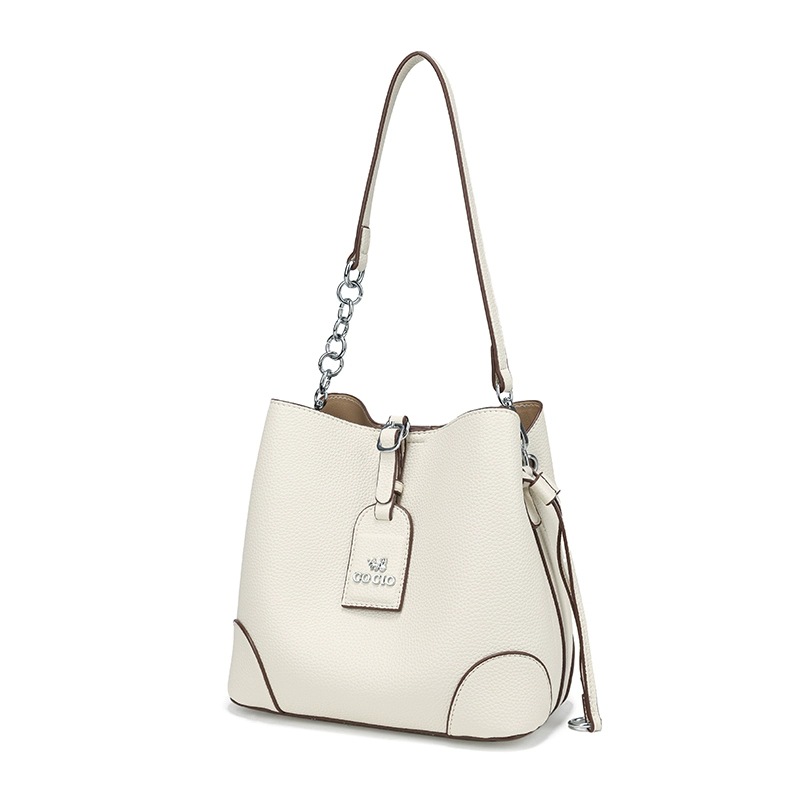 COCIO designer affordable luxury genuine leather bucket simple high-quality fashionable casual womens cross bag white blue