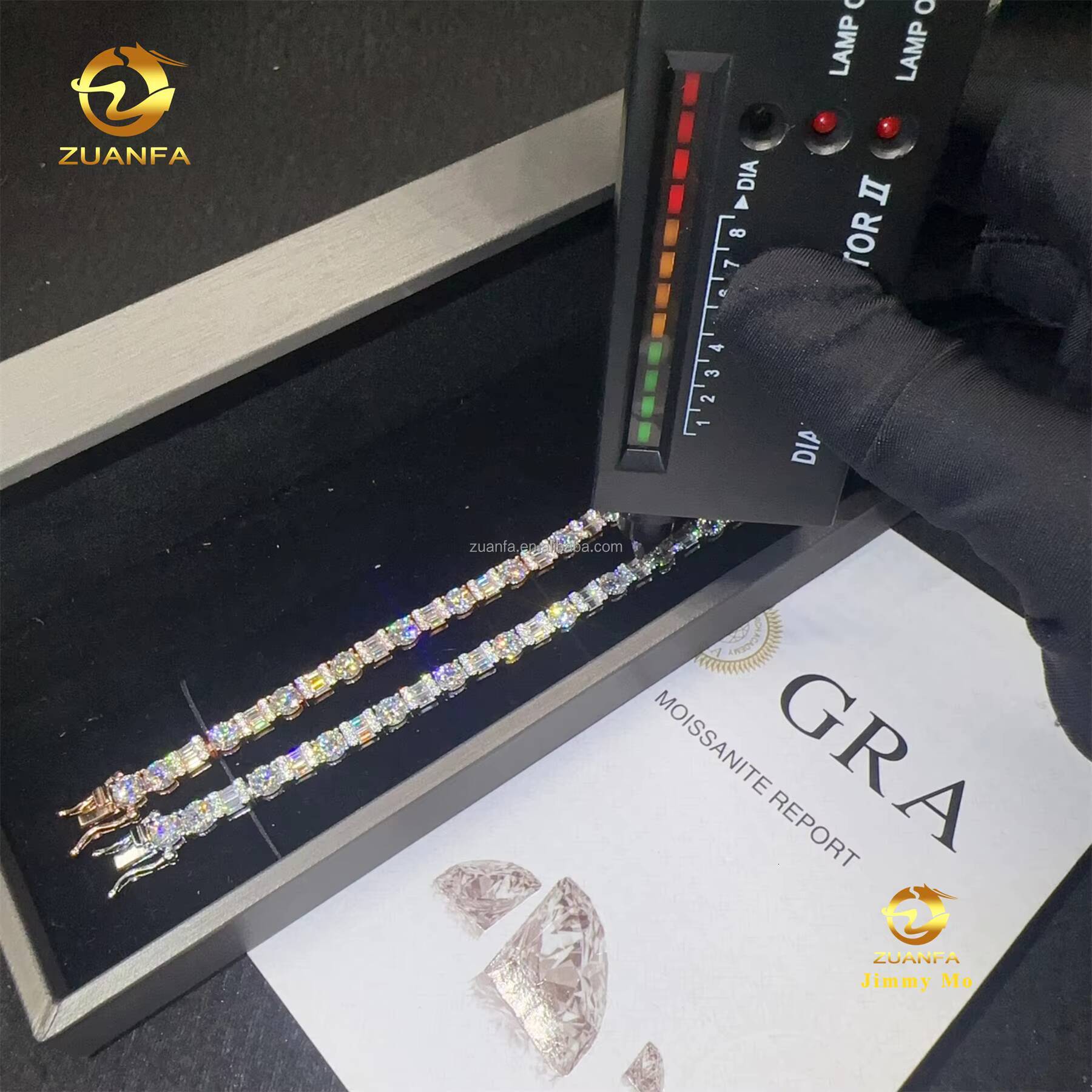 2025 New Arrivals Fashion 925 Sterling Silver Iced Out Hip Hop Jewelry BaguetteRound VVS Moissanite Cluster Tennis Bracelet