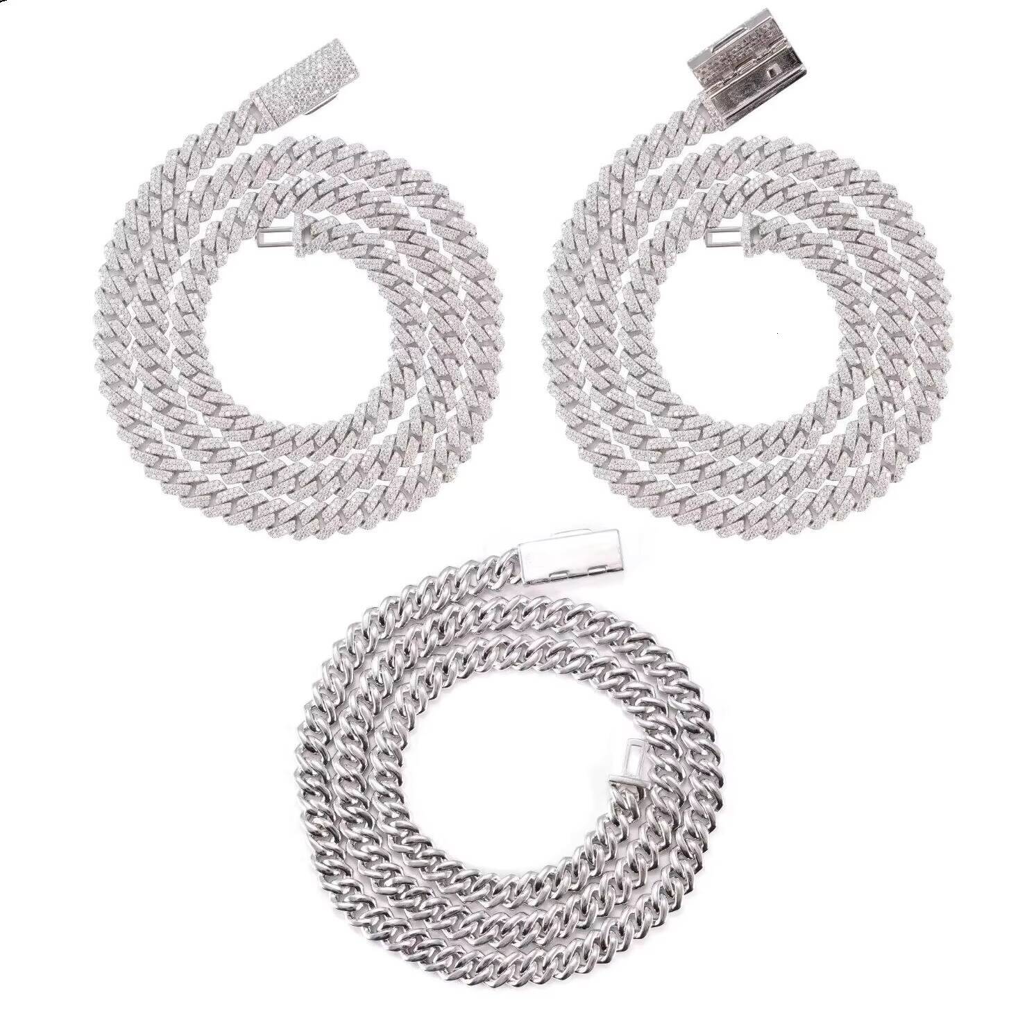 Fast Ready to Ship 8mm 2row Cuban Link Chain Moissanite Hip Hop Jewelry 925 Silver Iced Out Cuban Link Bracelet