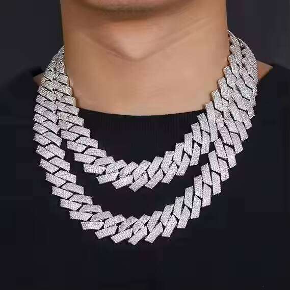 Handmade 10k Gold Moissanite Dia Studded Iced Cuban Link Chain Stylish 16mm Men's & Women's Hip Hop Necklace