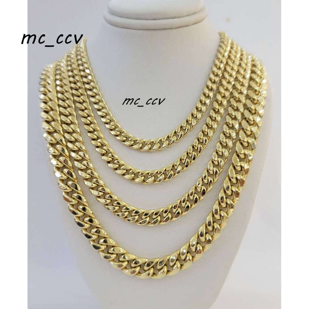 Customized Italian 10Kt Real Yellow Bracelet Necklace 6Mm15Mm Miami Cuban Link Franco Solid Gold Chains