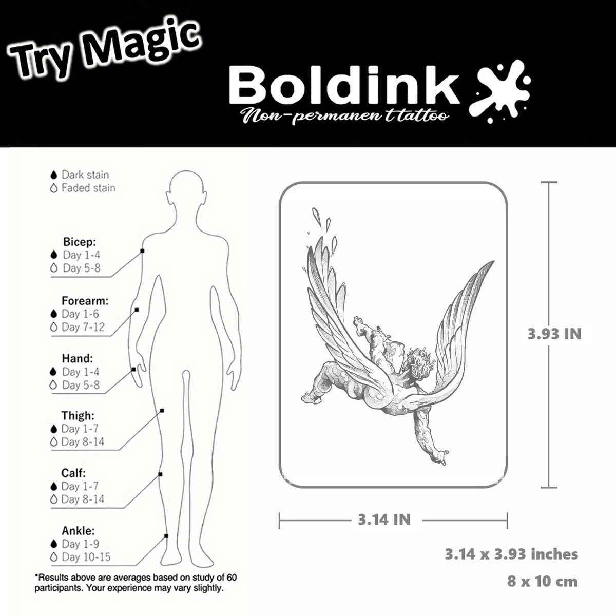 Boldink Fallen Angel Temporary TattooLasts To 15 Days Technology Magic Waterproof Semi Permanent Sticker 250825