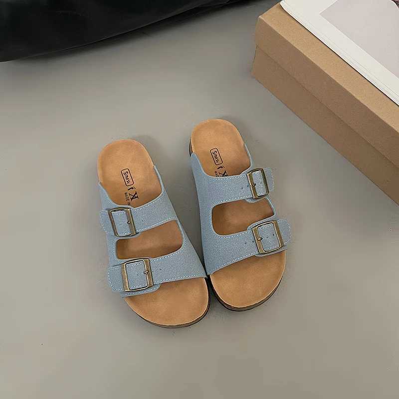 Fashion Cork Women Sandals New Soft Sole Suede Mules Slippers with Arch Support House Open Toe Flats Outdoor Beach Slide Shoes W250905