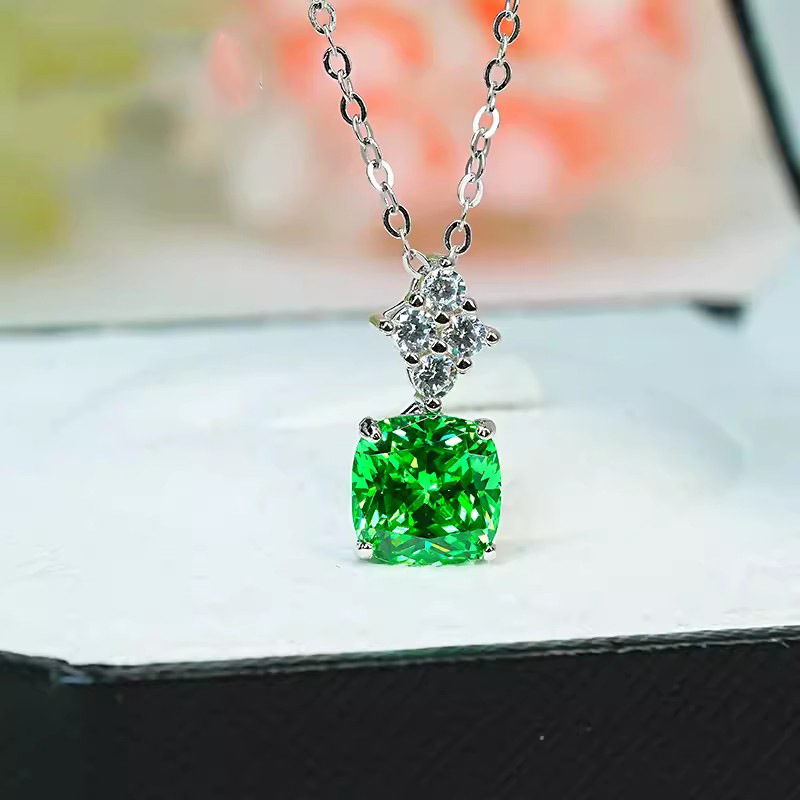 Choucong Luxury Wedding Jewelry Sets 925 Sterling Silver Fill Cushion Shape Emerald Pave 5A Cubic Zircon CZ Diamond Party Eternity Women Open Ring Cla
