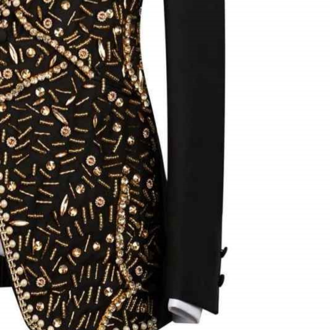 Luxurious 2 Pieces Men Suits Shawl Lapel Single Breasted Tuxedos Crystals Beading Prom Male Party Customized Outfits