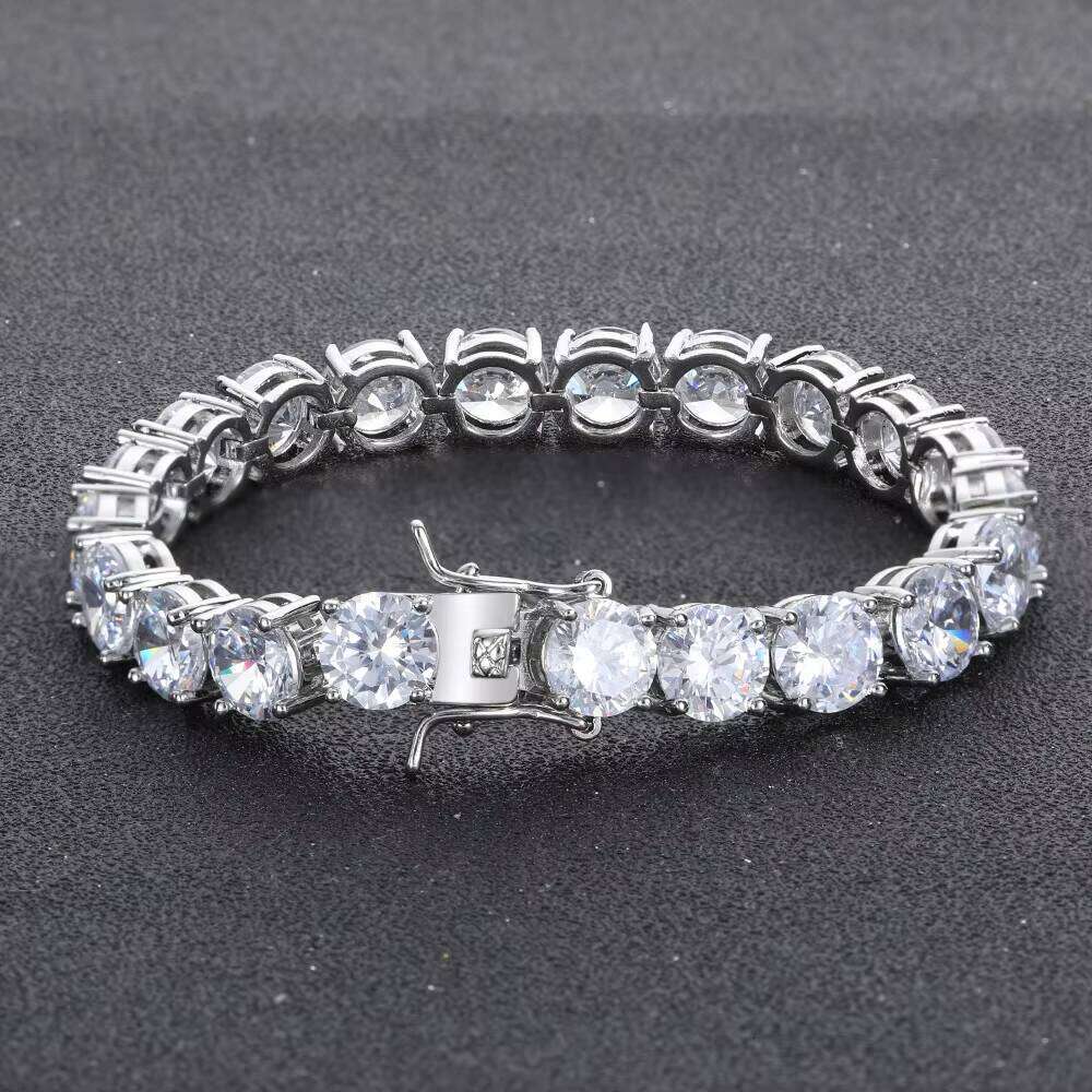 8mm Chain AAA+Zircon Hip Hop Jewelry 1 Row Iced Out Tennis Bracelet Moissanite