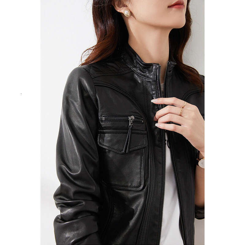 Sassy Genuine Women's Spring New Sheepskin Short Coat Ladies Leather Jacket Top B5