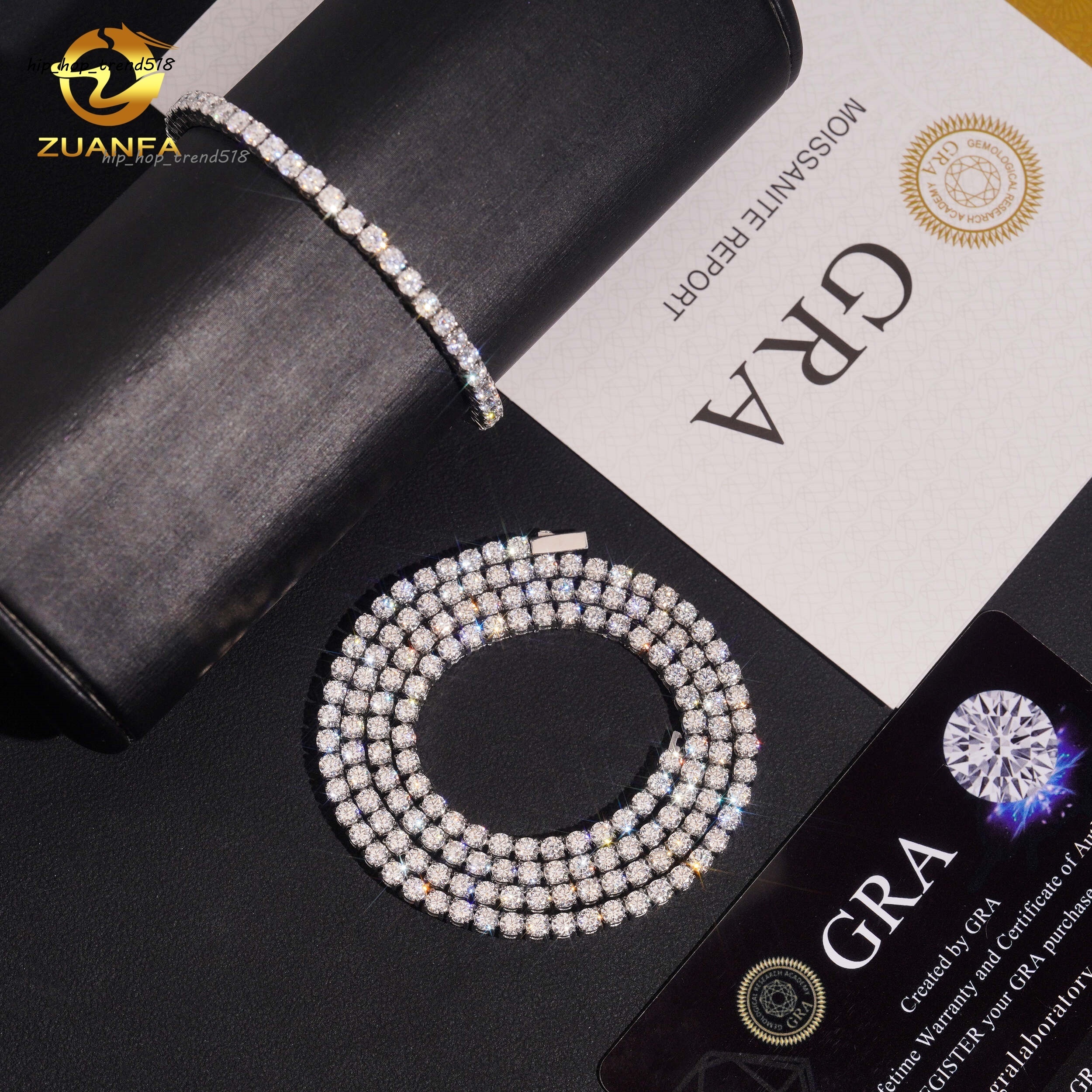 Factory Price 3mm Bracelet Hip Hop Moissanite Jewelry Iced Out Diamond VVS Moissanite Necklace 316L Stainless Steel Tennis Chain