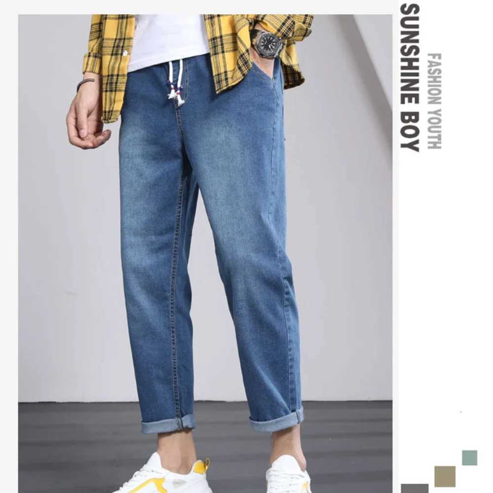 2024 New Mens Stretch Ankle Length Jeans Fashion Casual Cotton Slim Fit Denim Pants Korean Trousers Male Brand Cloth W250905