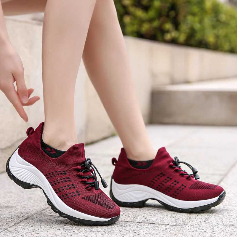Womens Walking Shoes Fashion Sock Sneakers Breathable Comfortable Nursing Shoes Casual Platform Loafers NonSlip Z250905