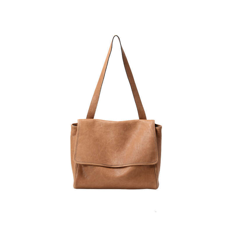 Qiu Zhen New Vegetable-Tanned Top Layer Cowhide Flap Messenger Soft Leather Single Shoulder Crossbody Large Capacity Commuter Bag