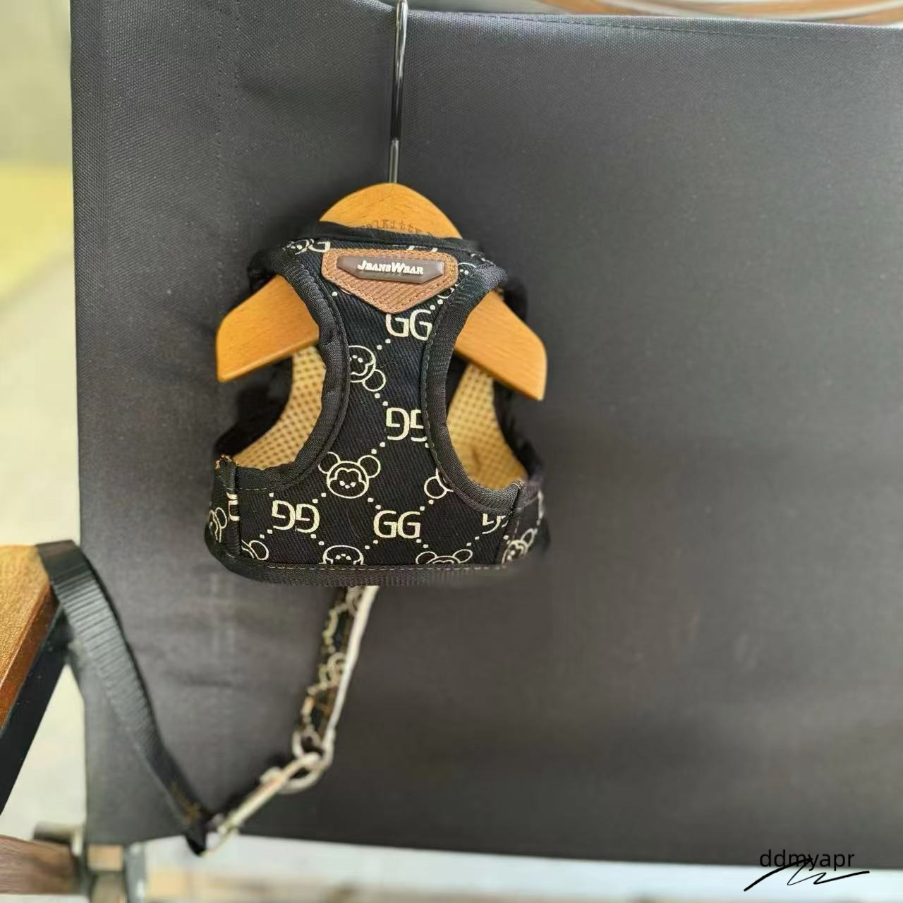 Harness With Leash Set, Escape No Pull Easy Walk Puppy Harnesses, Step-In Hot Stamping ddmydec Pattern Soft Dogs Vest For Medium Small Sized Dog XS B1