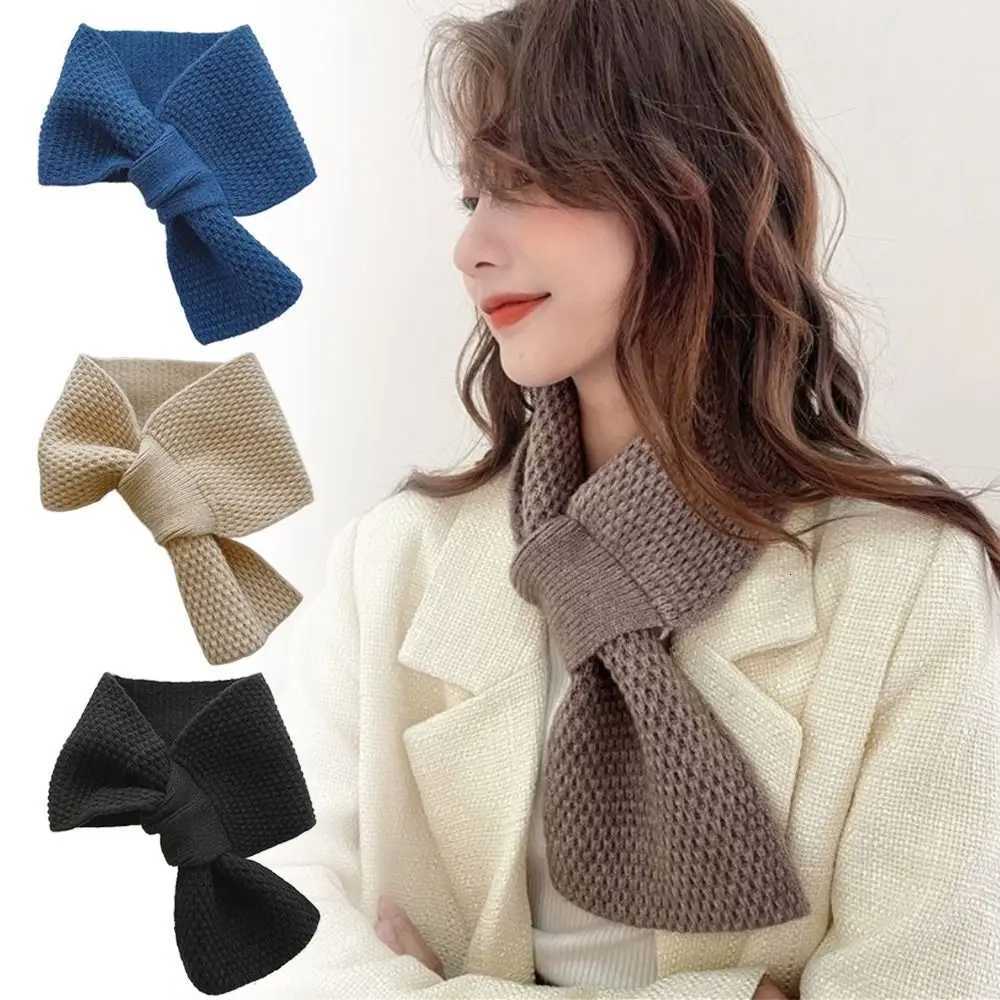 Winter Warm Solid Color Cross Scarf Knitted Neck Scarf Neckerchief Wr GirlsXJ250905
