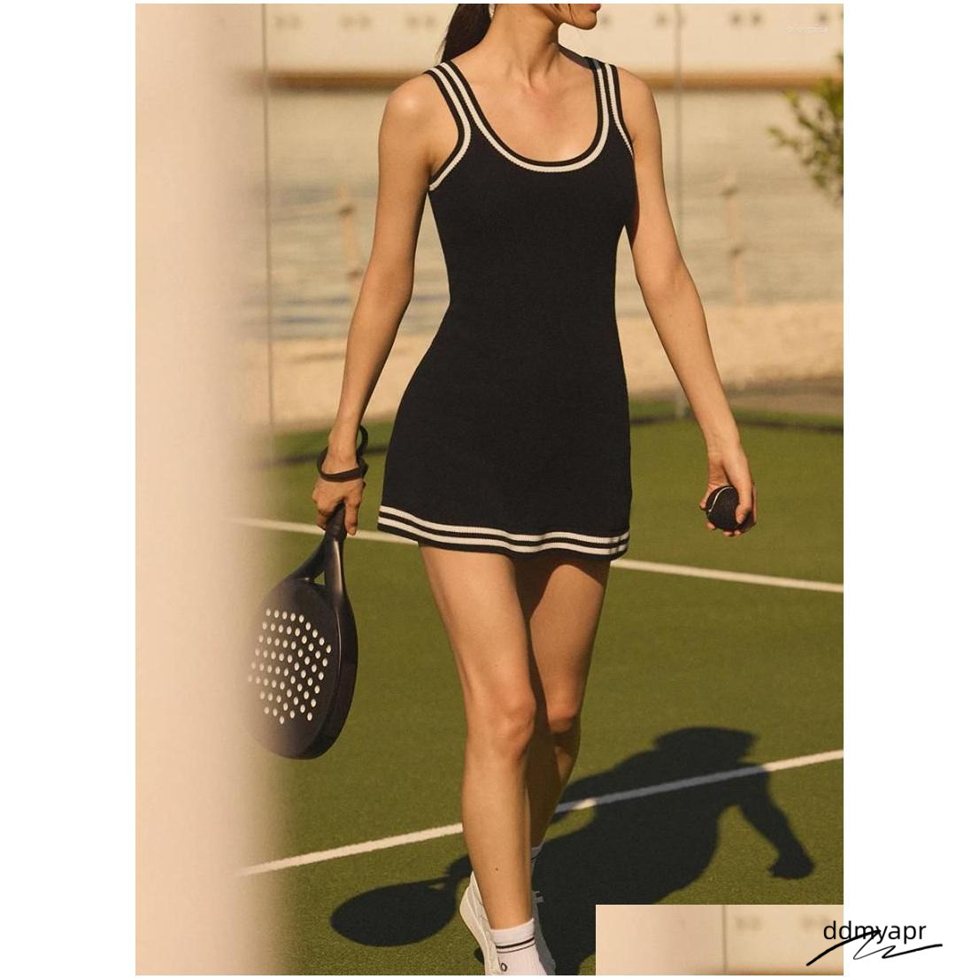 Basic Ddmydec Casual Dresses Womens Summer Fashion Tennis Club Sweater Knit Dress Shortsleeve Drop Delivery Apparel Clothing Otxke Ddmydec Ddmydec Ddm