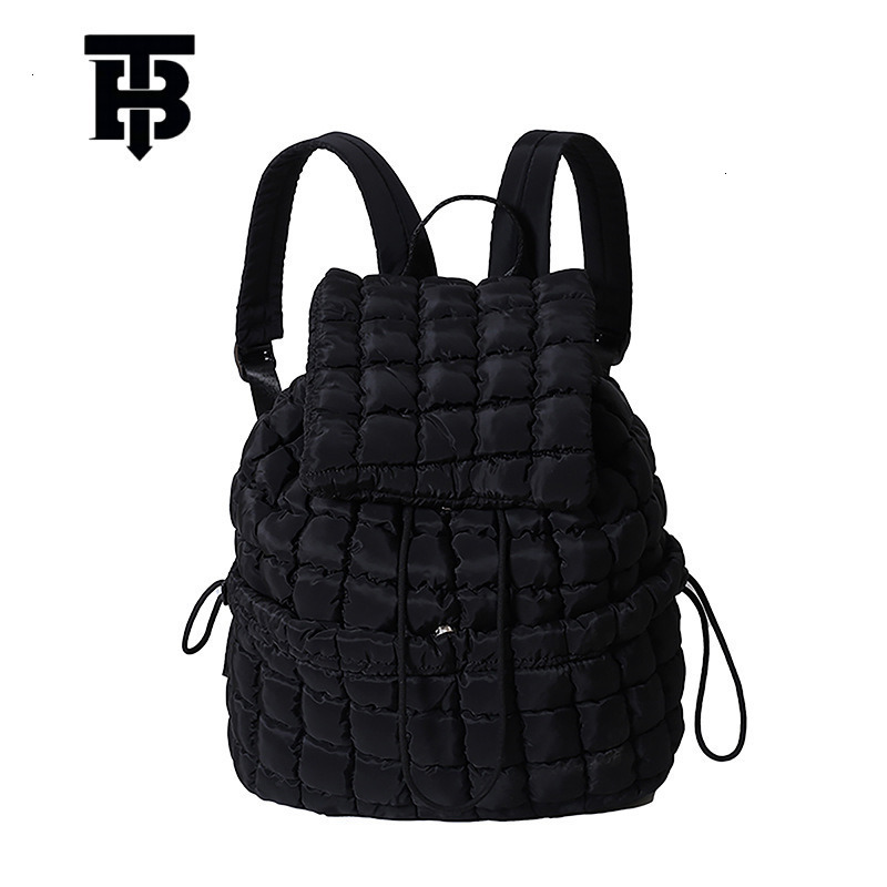 TB BHULAMTE Designer Bag Autumn Winter New Down Luxury Bag Padded Backpack Women's Fashion Commuter Large Capacity Fluffy Plaid Lightweight Trave
