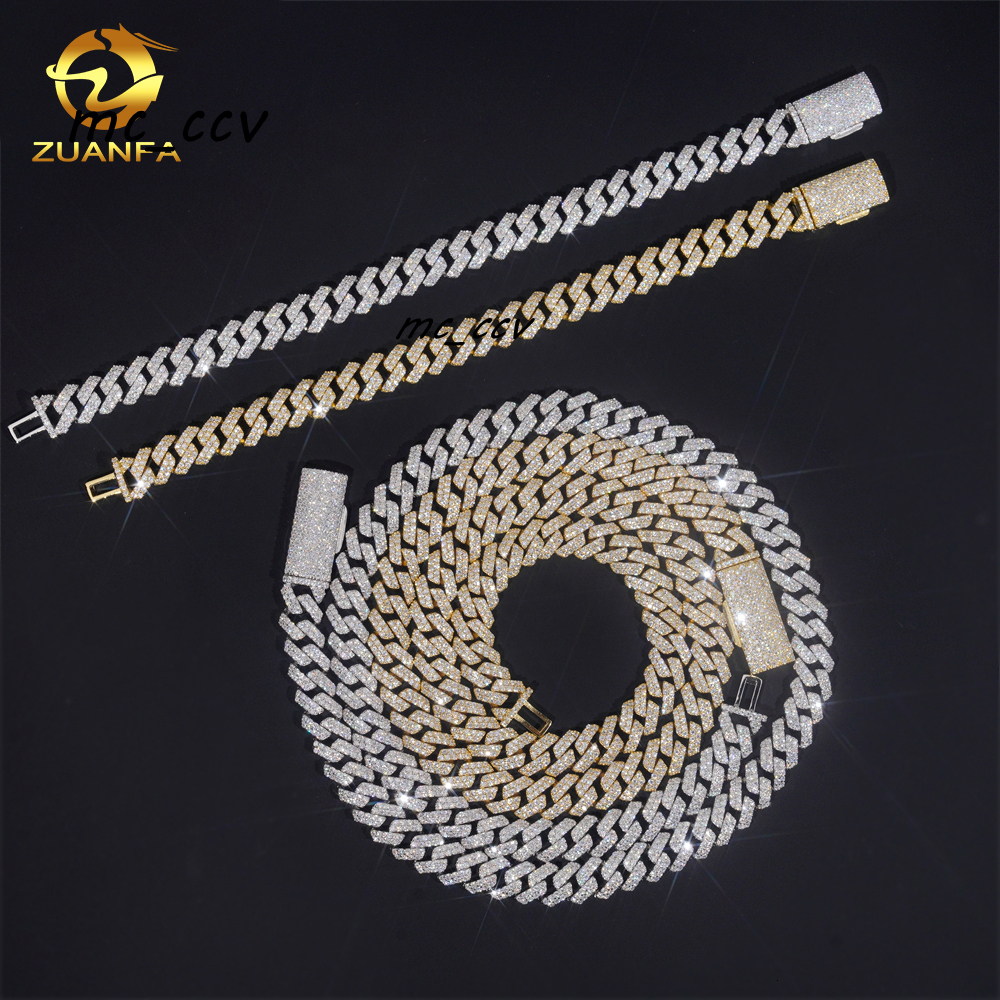 Hot Sale 10mm GRA Certified Moissanite Diamond 925 Silver Hip Hop Necklace Moissanite Cuban Link Chain