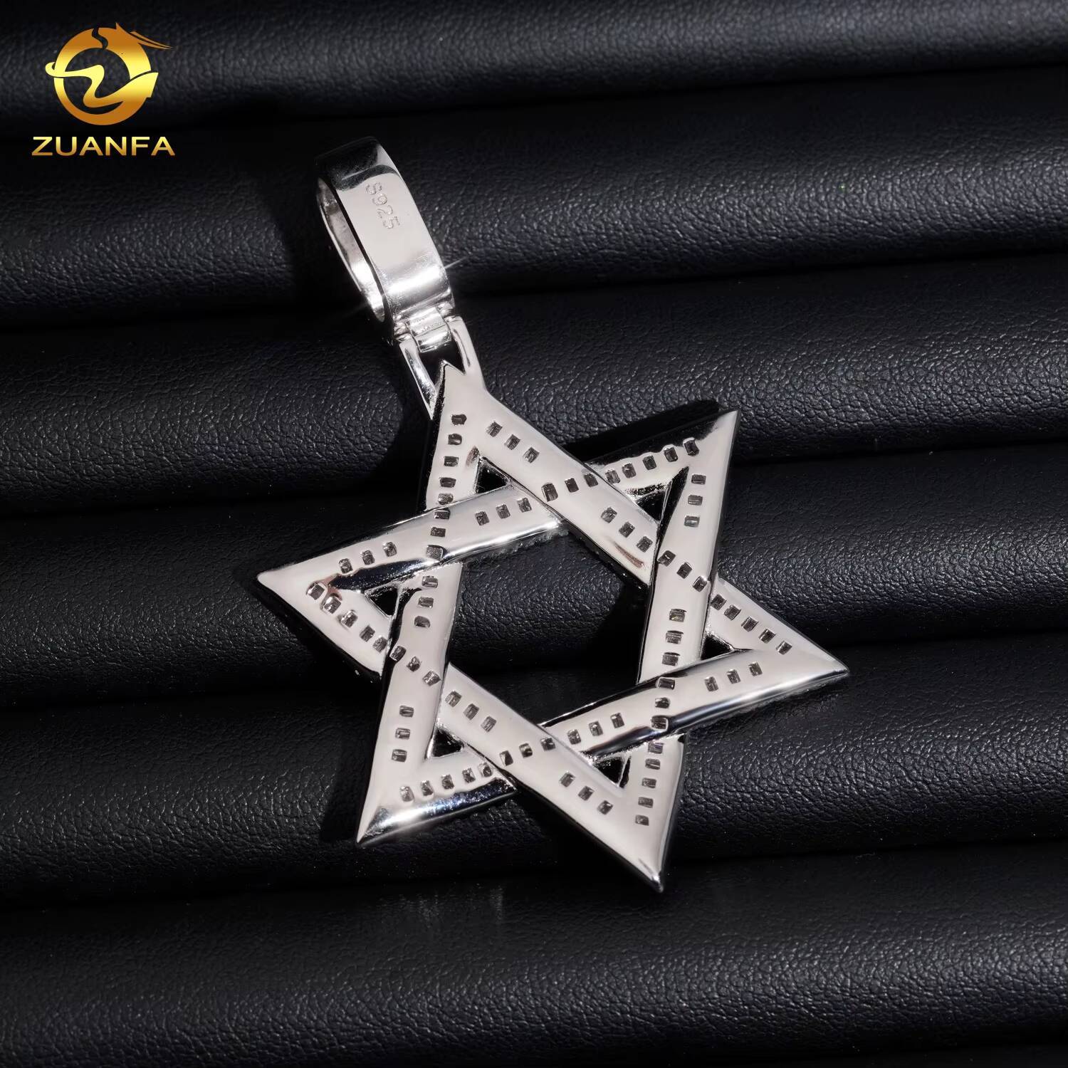 Hip Hop Moissanite Jewelry David of Iced Out Baguette Star Shape Pendant 925 Silver VVS D Moissanite Diamond Fine Charm Pendant