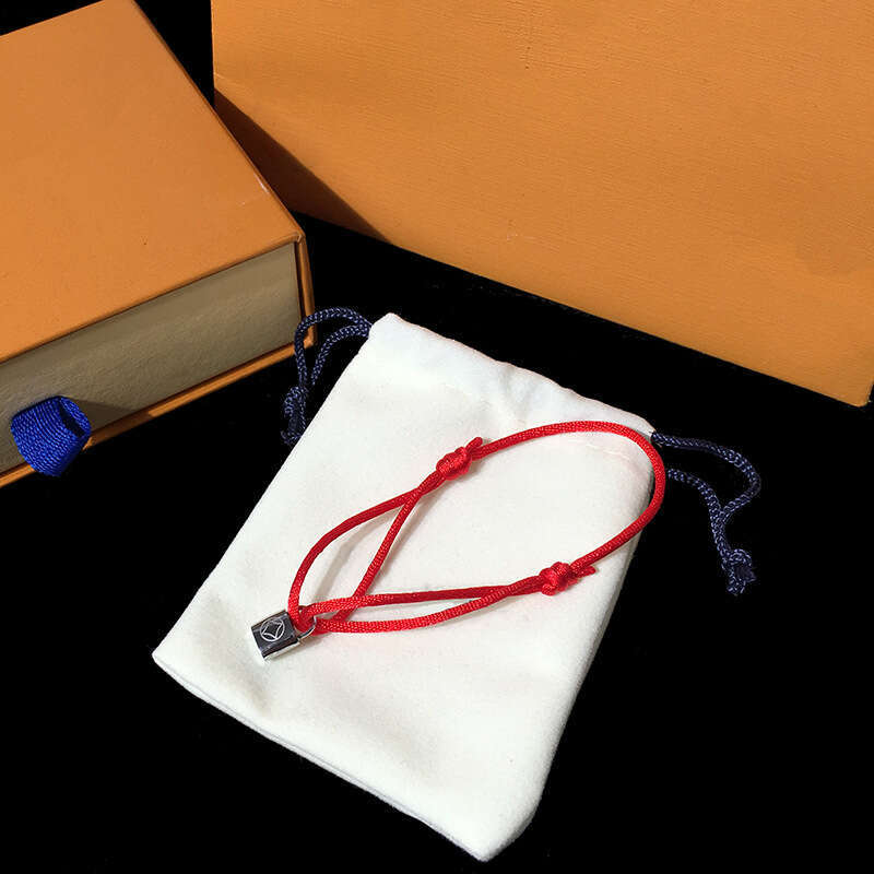 Casual Trendy Brand Money Lock Couple Interlocking Gift Non-Fading Titanium Steel Bracelet Lucky Red String