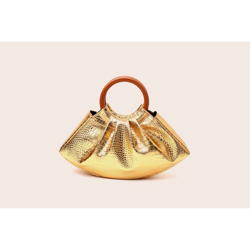 Handbag Pleated Tote Cloud Evening Solid Wood Cute Clutch Women's Bag