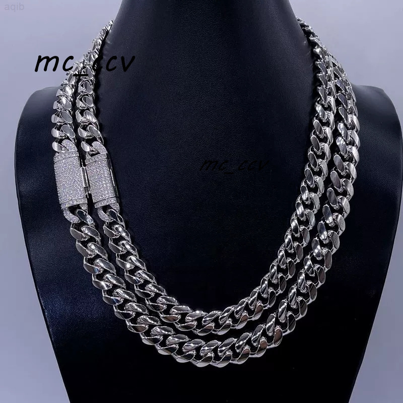 Ready to Ship Moissanite Clasp Lock 8mm Cuban Miami Link Sterling Silver Plain 925 Chain Necklace