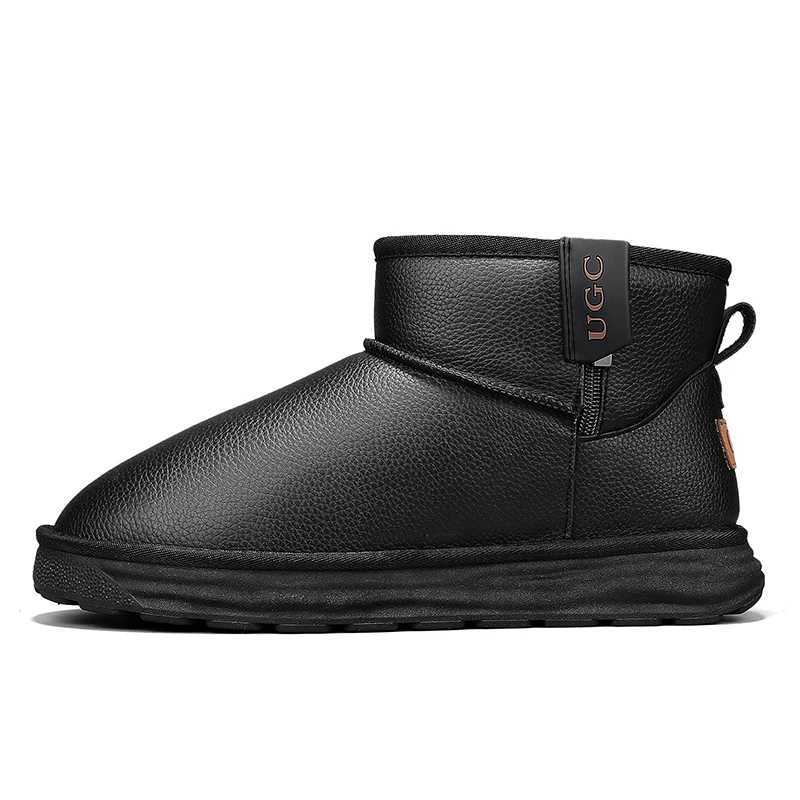 UGC Brand Waterproof Ankle Snow Boots Men Winter Cotton Shoes Plush Fur Snowboots Snowshoe Microfiber Leather Antiskid Outdoor L250905