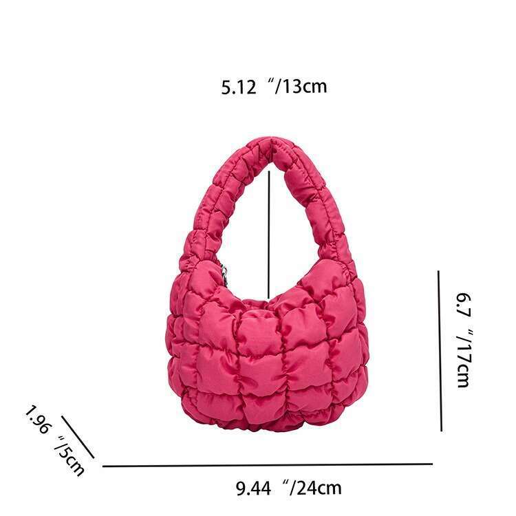2025 New Down Cotton Jacket Niche Design Mini Handbag for Women Korean Plaid Wrinkled Cloud Bag