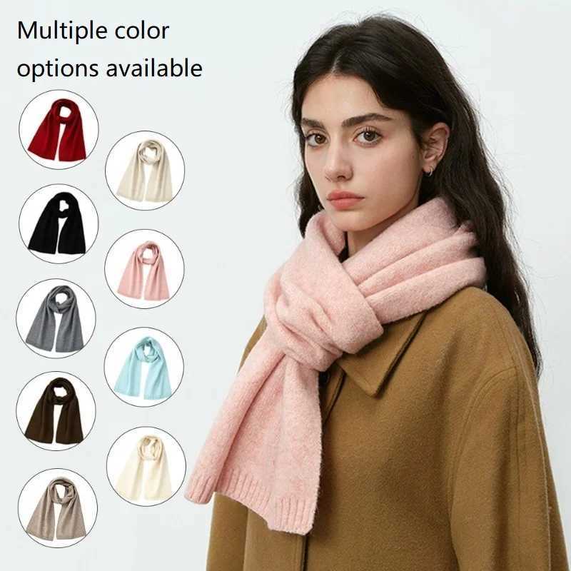Solid Color Thickened Warm Knitting Scarf Women Scarf Cold Weather Thermal Neck Wr Casual Outfit Scarf XWJ109XJ250905