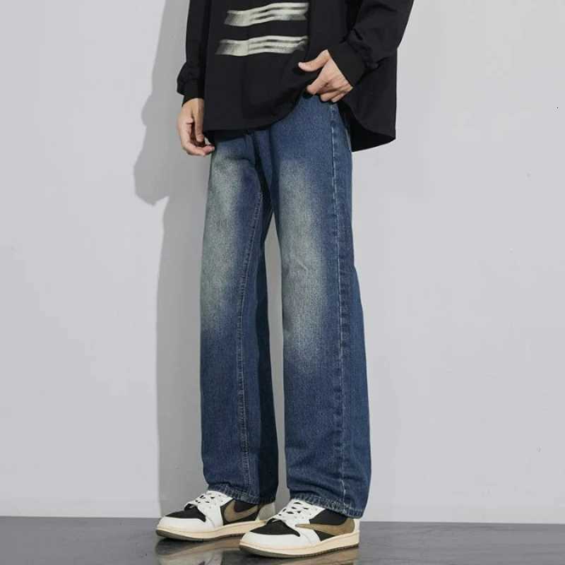 Jeans Men Wide Leg Explosive Jeans Male Loose Straight Denim Pants 2025 Autumn Harajuku Vintage Blue Trousers Streetwear Clothes W250905