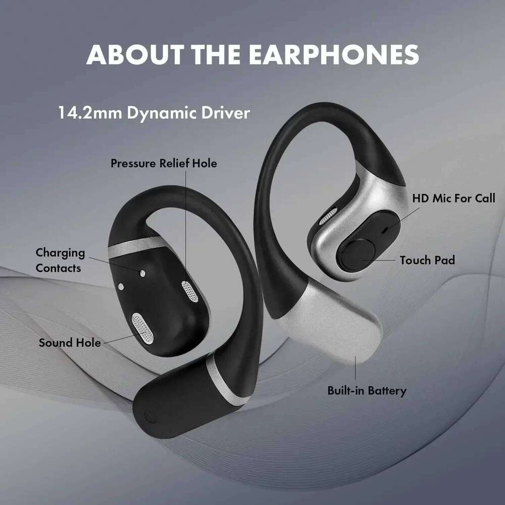 Open Ear Headphones OWS Bluetooth 5.3 Wireless Earphones Air Conduction Headphones Stereo Sound Sports Earbuds For Running Gym