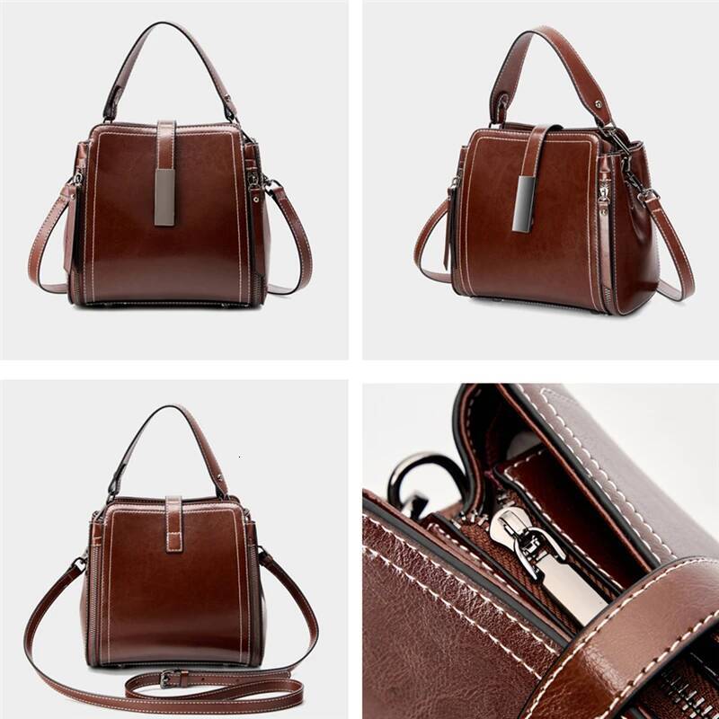 Toptrends Vintage Cow Genuine Leather Small Shoulder Crossbody Bags For Women 2025 Designer Bucket Ladies Handbags