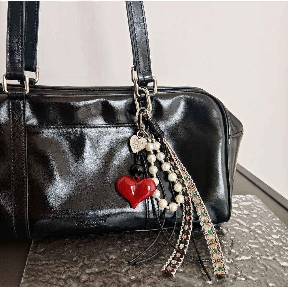 DHEssentials 2025 Spring Fresh Style Charm, Retro Woven Bag Pendant, Plastic Resin Keychain, Love/Bell Design, Multi-Color