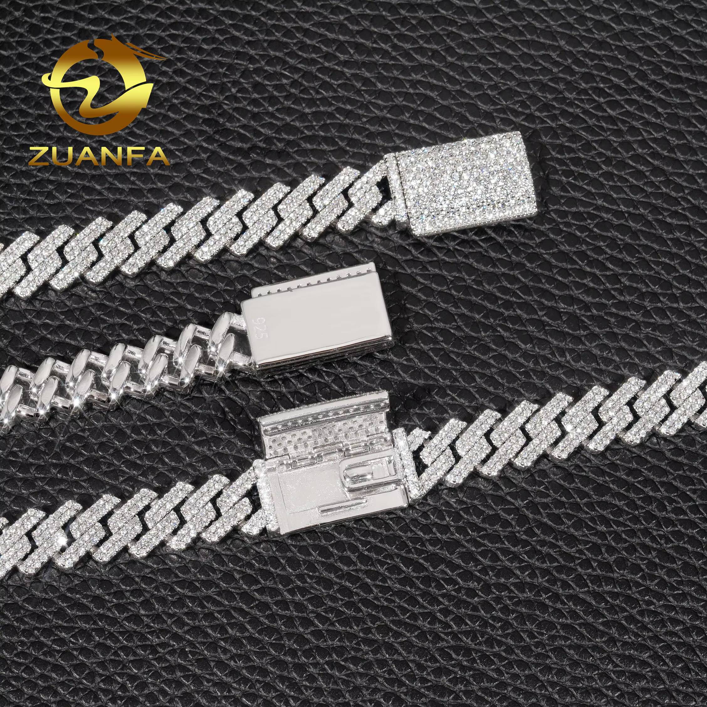 VVS 10mm Hip Hop Fine Jewelry Lab Diamond Men Necklace Sterling Silver Fully Moissanite Luxury Cuban Link Chain