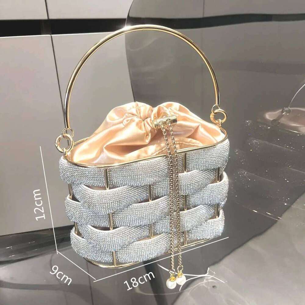 Designer Bags 2025 Handmade Rhinestones Evening Clutch Bag Purses And Handbag Designer Shoulder Shiny Crystal Clutch Purse Bucket Bag Luxury Bag